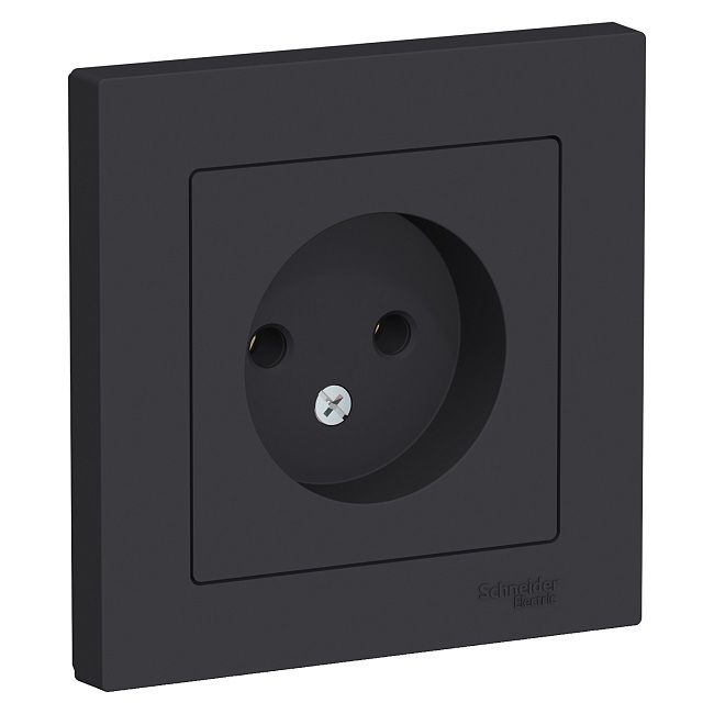 

Розетка Schneider Electric ATN001040 AtlasDesign, без заземления, 16А, в сборе, карбон, ATN001040