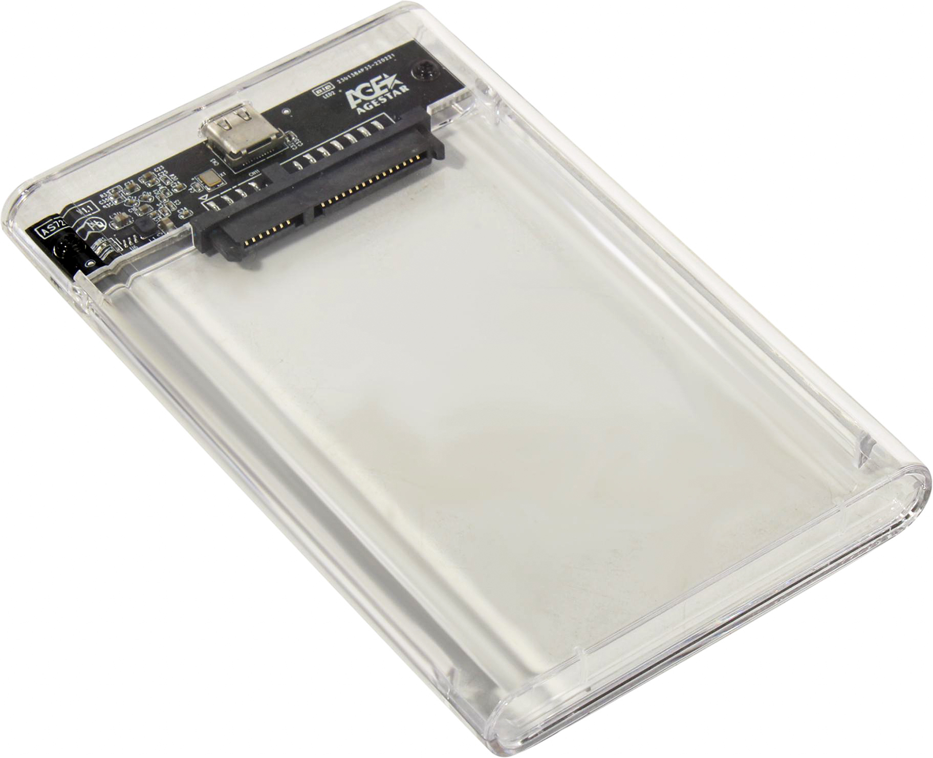 

Внешний корпус AgeStar 3UB2P4C для HDD/SSD SATA III 6Gb/s 2.5", USB Type-C, пластик, прозрачный, 3UB2P4C