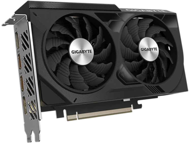 Видеокарта PCI-E GIGABYTE GeForce RTX 4060 WINDFORCE (GV-N4060WF2OC-8GD) 8GB GDDR6 128bit 5nm 1830/17000MHz 2*HDMI/2*DP