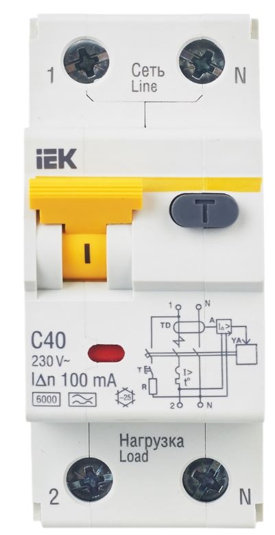 

Автомат дифференциальный IEK MAD22-5-040-C-100 KARAT 32 C40 100мА тип A, MAD22-5-040-C-100