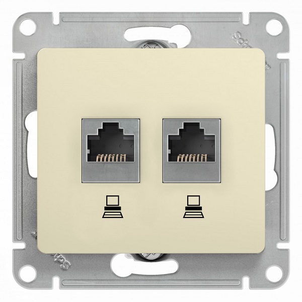 

Розетка Schneider Electric GSL000285KK 2-ая компьютерная RJ45+RJ45, кат.5E беж, GSL000285KK