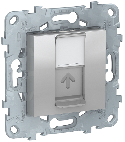 

Розетка Schneider Electric NU541130 UnicaNew, алюминий, компьютерная, RJ45, одиночная кат. 5е UTP, NU541130