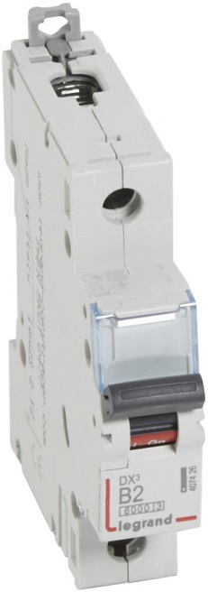 

Автоматический выключатель Legrand 407426 DX³ 6000 - 10 кА - тип характеристики B, 1П, 230/400 В~, 2 А, 1 модуль, 407426