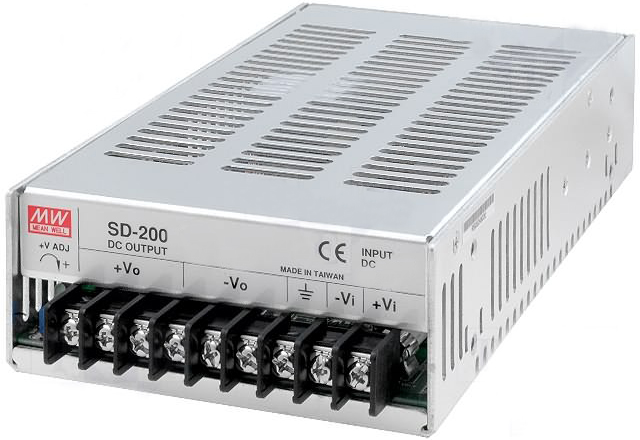 

Преобразователь DC-DC модульный Mean Well SD-200C-48 200Вт, Uвх=36-72В, один выход 48В/4.2А, подстр. Uвых=48В, изоляция 1500VAC, 215х115х50мм, -20...6, SD-200C-48