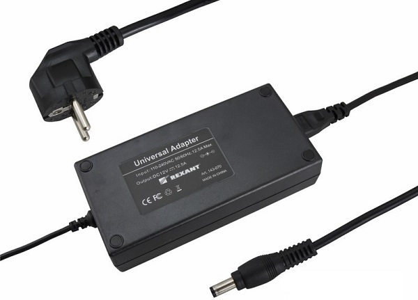 

Источник питания Rexant 200-150-3 110-220V AC/12V DC, 12,5А, 150W с DC разъемом подключения 5.5*2.1, без влагозащиты (IP23), 200-150-3