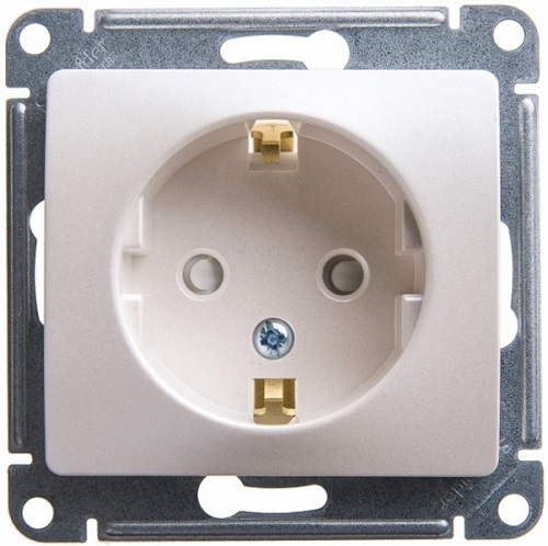 

Розетка Schneider Electric GSL000945 GLOSSA с заземлением со шторками (молочный), GSL000945