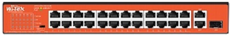 

Коммутатор неуправляемый Wi-Tek WI-PS526GH 24 PoE порта 100Base-TX+1000Base-T+Combo, PoE IEEE 802.3at/af до 30Вт на порт, Watchdog, БП 200Вт, WI-PS526GH