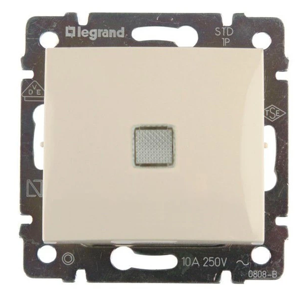 

Переключатель Legrand 774326 Valena одноклавишный, на два направления, с подсветкой, в рамку, 10А, IP20 (слоновая кость), 774326