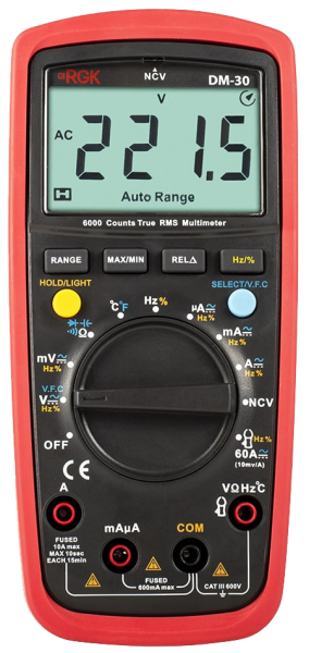 Изображение товара Цифровой мультиметр RGK DM-30 для электриков и домашних мастеров