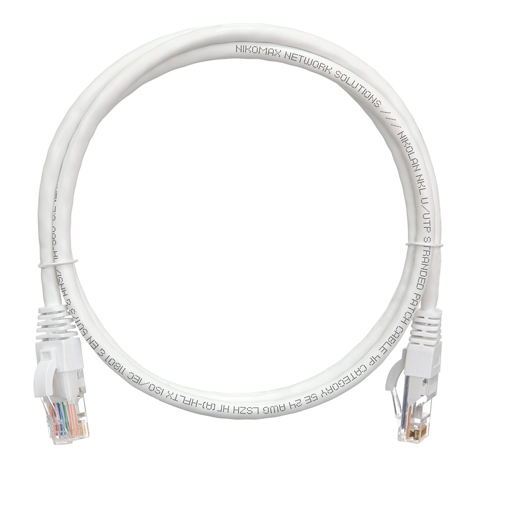 

Кабель патч-корд U/UTP 5e кат. 0.15м. NikoMax NMC-PC4UD55B-001-C-WT 2хRJ45/8P8C, T568B, Molded, 24AWG (7х0,205мм), BC (чистая медь), LSZH нг(А)-HFLTx,, NMC-PC4UD55B-001-C-WT
