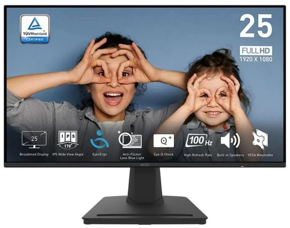 

Монитор 24,5" MSI Pro MP252 9S6-3PC4CT-005 1920x1080 LED, 16:9, IPS, 300cd, 1300:1, 100M:1, 1ms, 4ms(GTG), 178/178, DP, HDMI, 100Hz, tilt, VESA 100х10, Pro MP252