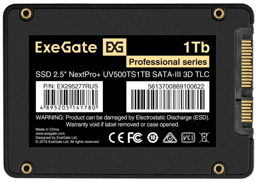 

Накопитель SSD 2.5'' Exegate NextPro+ UV500TS1TB EX295277RUS 1TB 566/498MB/s 3D TLС 50 TBW MTBF 1.8M, NextPro+ UV500TS1TB