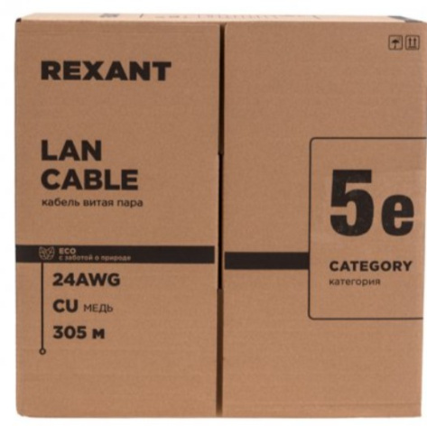 фото Кабель витая пара U/UTP 5e кат. 4 пары Rexant 01-0041-R в Перми