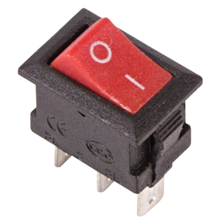 

Переключатель Rexant 36-2031 клавишный 250V 3А (3с) ON-ON красный Micro (RWB-102), 36-2031