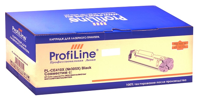 

Картридж ProfiLine PL-CE410X (№305X) для принтеров HP Color LaserJet Pro 3M351/M451dn/M451dw/M451nw/MFP/M475dw/M475DN Black 4000 копий ProfiLine, PL-CE410X
