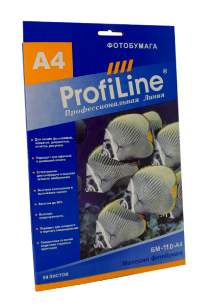 

Фотобумага ProfiLine PL_MP_110_A4_50 матовая, 110 г/м2, А4, 50 л, 5760 dpi, PL_MP_110_A4_50