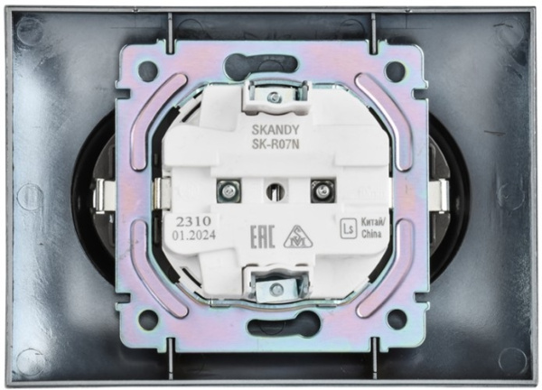 фото Розетка двухместная с заземлением  IEK SK-R24-16-K50-F