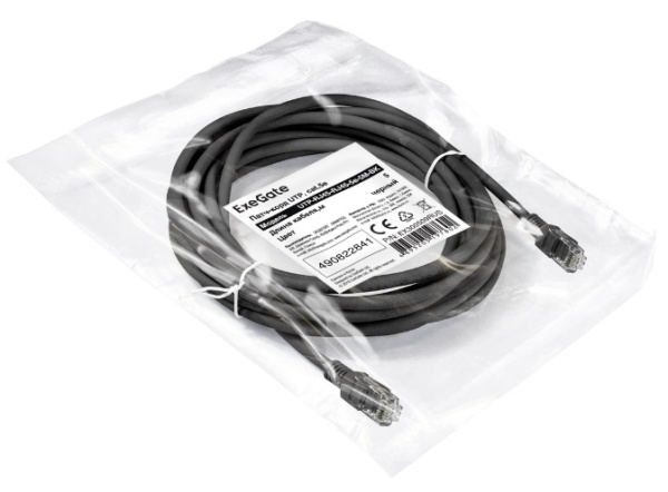 фото Кабель патч-корд U/UTP 5e кат. 5м Exegate UTP-RJ45-RJ45-5e-5M-BK в Красноярске