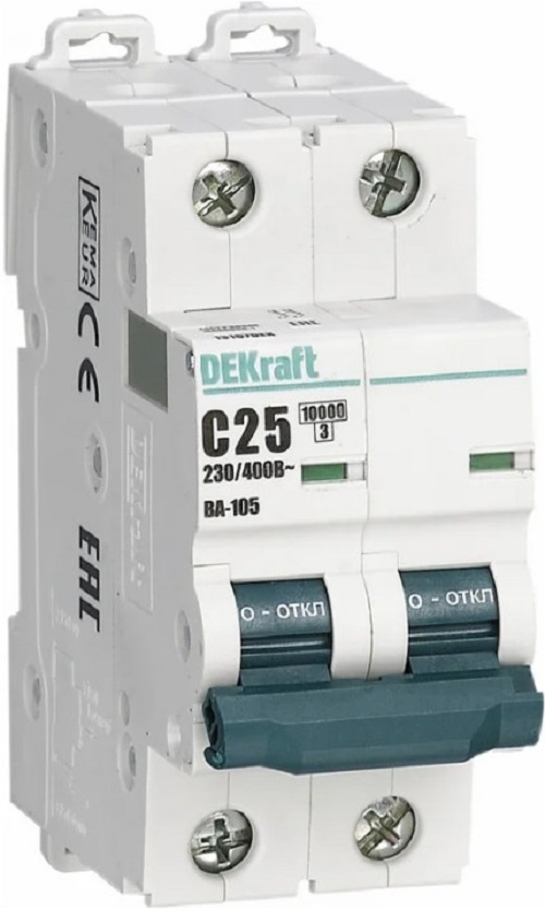 

Автоматический выключатель DEKraft 13160DEK ВА-105 2P C кривая 1A 10кА, 13160DEK