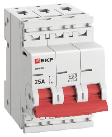 

Рубильник EKF S63325 3P 25А ВН-63N PROxima, S63325