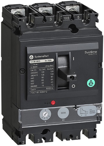

Автоматический выключатель в литом корпусе Systeme Electric SPC100F050L3DF SYSTEMEPACT CCB100 36KA 3P3D TMD50 рычаг, SPC100F050L3DF