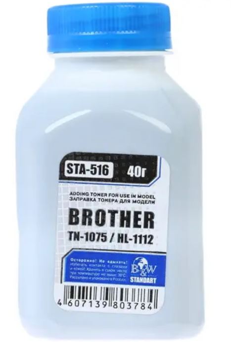 

Тонер B&W (Black&White) STA-516 Brother TN 1075/1070/1060/1050/1040/1030/1020/1010/1000 HL-1112/1110/1111/1118 (фл. 40г) Standart фас.Россия, STA-516