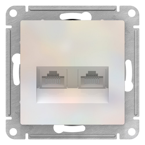 

Розетка Schneider Electric ATN000485 AtlasDesign, двойная, компьютерная, RJ45+RJ45, кат.5E, механизм, жемчуг, ATN000485