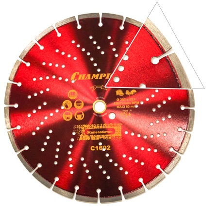 

Диск алмазный CHAMPION PRO 350/25,4/10 Heavyсut бетон (ж/б, старый бетон, железо) C1602, PRO 350/25,4/10 Heavyсut