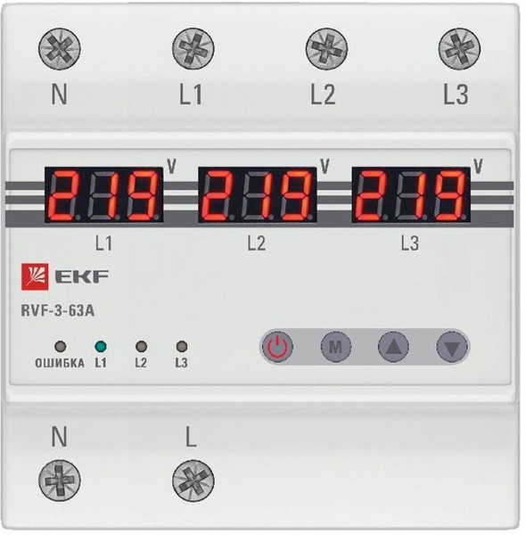 

Реле контроля фаз EKF RVF-3-63a с дисплеем, RVF-3-63a
