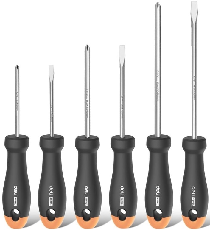 

Набор отверток Deli HT1006C Home Series Gray 6шт SL5x100+SL6x150+PH1x100+PH2x150, HT1006C
