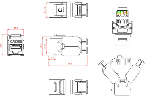 фото Модуль  Cabeus KJ-RJ45-Cat.5e-SH-180-Toolless