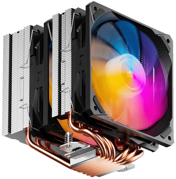 

Кулер upHere D6SEC LGA115x/1121/1200/1366/1700/2011/2066/AM4/AM5 (TDP 260W, 6HPx6mm, 2*120mm ARGB fans, 600-1600rpm, 68.2CFM, 25dBa) black, D6SEC