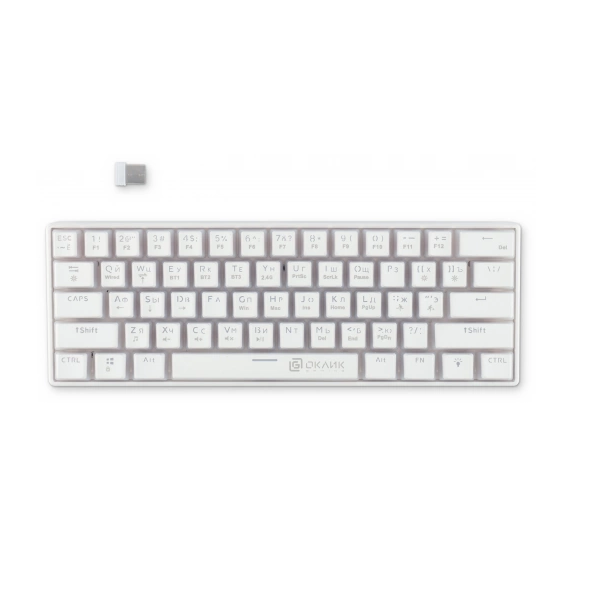 

Клавиатура Wireless Oklick K763W 1920562 механическая, белая, USB, Multimedia, for gamer, LED, 61 кл., 1,5 м, K763W