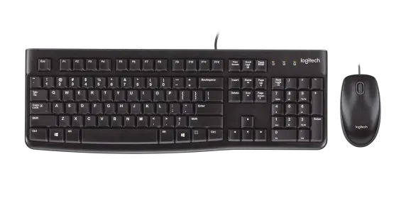 

Клавиатура и мышь Logitech MK120 920-002589 104 клавиши с защитой от воды Клавиатура K120, мышь M100, цвет черный, USB, RTL, MK120