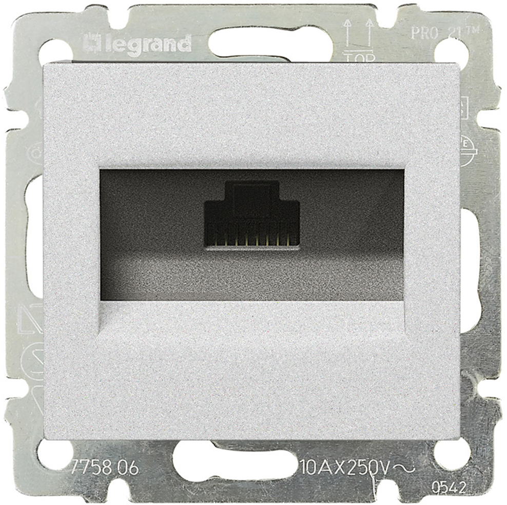 

Телефонная розетка Legrand 770141 Valena CLASSIC - RJ45, ISDN / Интернет, 8 контактов, 1 выход, алюминий, 770141