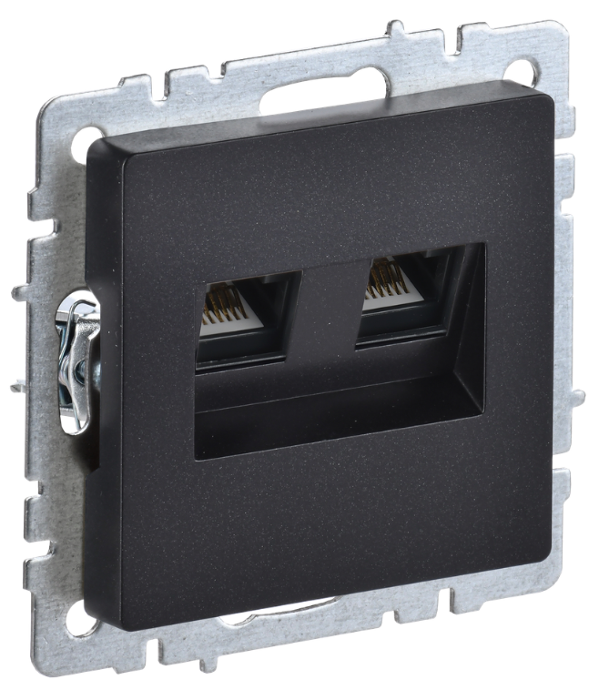 

Розетка компьютерная двойная IEK BR-K20-1-K47 BRITE RJ45 кат.5E РК10-2-БрА Алюминевый, BR-K20-1-K47