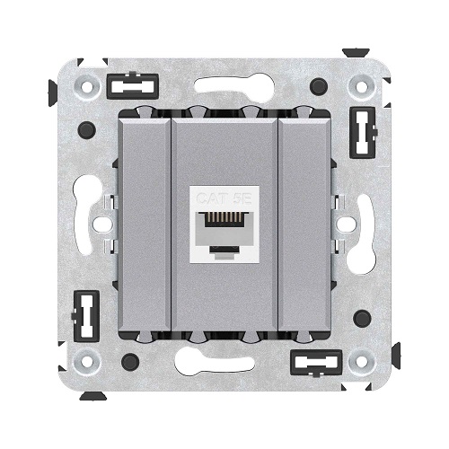 

Розетка компьютерная DKC 4404663 RJ-45 без шторки в стену, кат.5е одинарная, "Закаленная сталь", "Avanti", 4404663