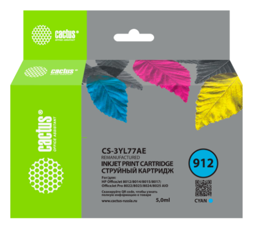 Изображение товара Картридж Cactus CS-3YL77AE для HP OfficeJet 8010 8012 8013 8014 голубой