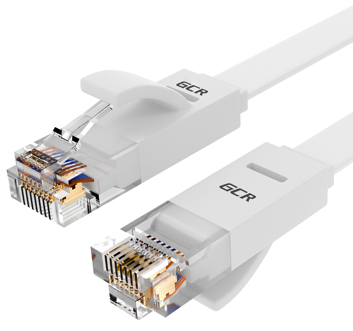 

Кабель патч-корд U/UTP 6 кат. 3м GCR GCR-51793 плоский прямой, медь, белый, 30 AWG, ethernet high speed 10 Гбит/с, RJ45, T568B, GCR-51793