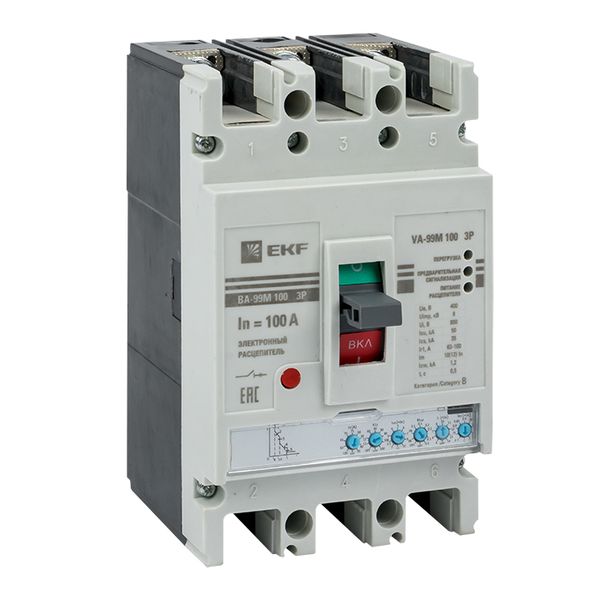 

Автоматический выключатель в литом корпусе EKF mccb99-100-100me ВА-99М 100/100А 3P 50кА с электронным расцепителем, mccb99-100-100me