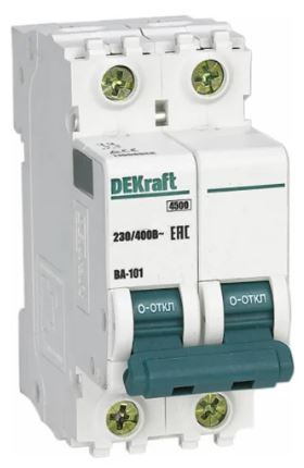 Изображение товара Автоматический выключатель DEKraft 11111DEK двухполюсный серия ВА-101 3А IP20