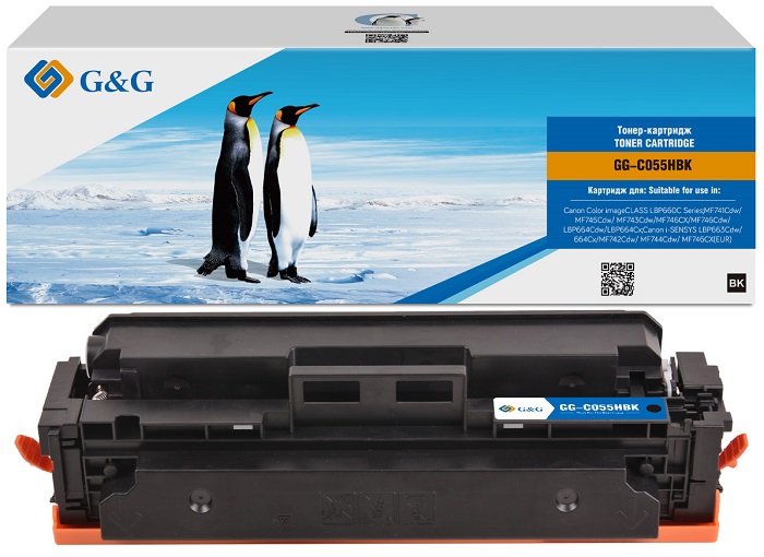 

Тонер-картридж G&G GG-C055HBK для Canon LBP660/663/664 MF741/742/743/744/745/746 7600 стр C055H BK, GG-C055HBK