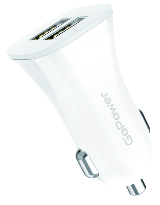 

Зарядное устройство автомобильное GoPower GPC06-2U 00-00022625 2*USB, белое, GPC06-2U
