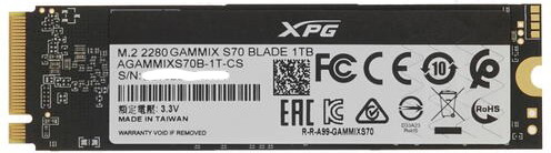

Накопитель SSD M.2 2280 ADATA AGAMMIXS70B-1T-CS XPG GAMMIX S70 BLADE PCIe 1TB Gen4x4 NVMe 1.4 7400/5500MB/s IOPS 350K/720K MTBF 2M TBW 740TB, AGAMMIXS70B-1T-CS