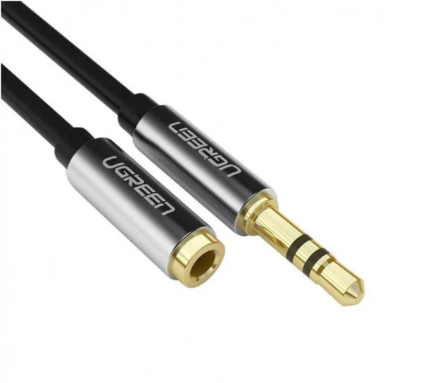 

Кабель акустический UGREEN AV118 10594_ mini Jack 3.5(штекер)/mini Jack 3.5(гнездо), 2м, черный, AV118