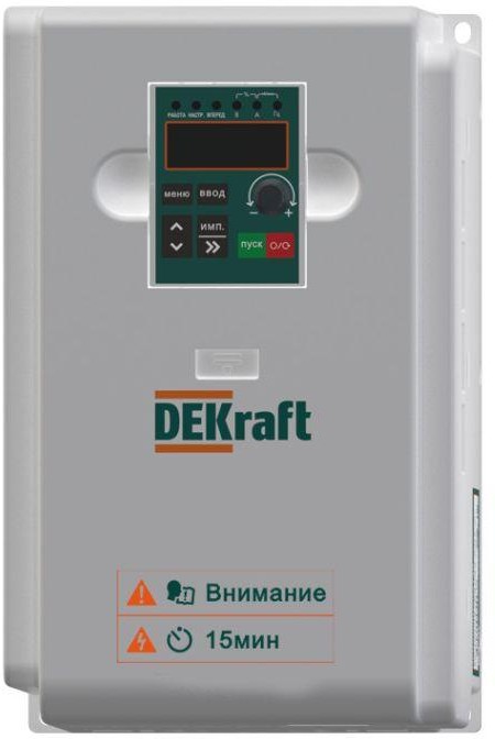 

Преобразователь частоты DEKraft DEKV060G5R5P7R5T4B DEKV060-5.5/7.5кВт 3 фазы 380В с торм. модулем, DEKV060G5R5P7R5T4B