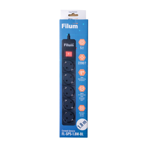фото Сетевой фильтр Filum FL-SP5-1.8M-BL в Казани