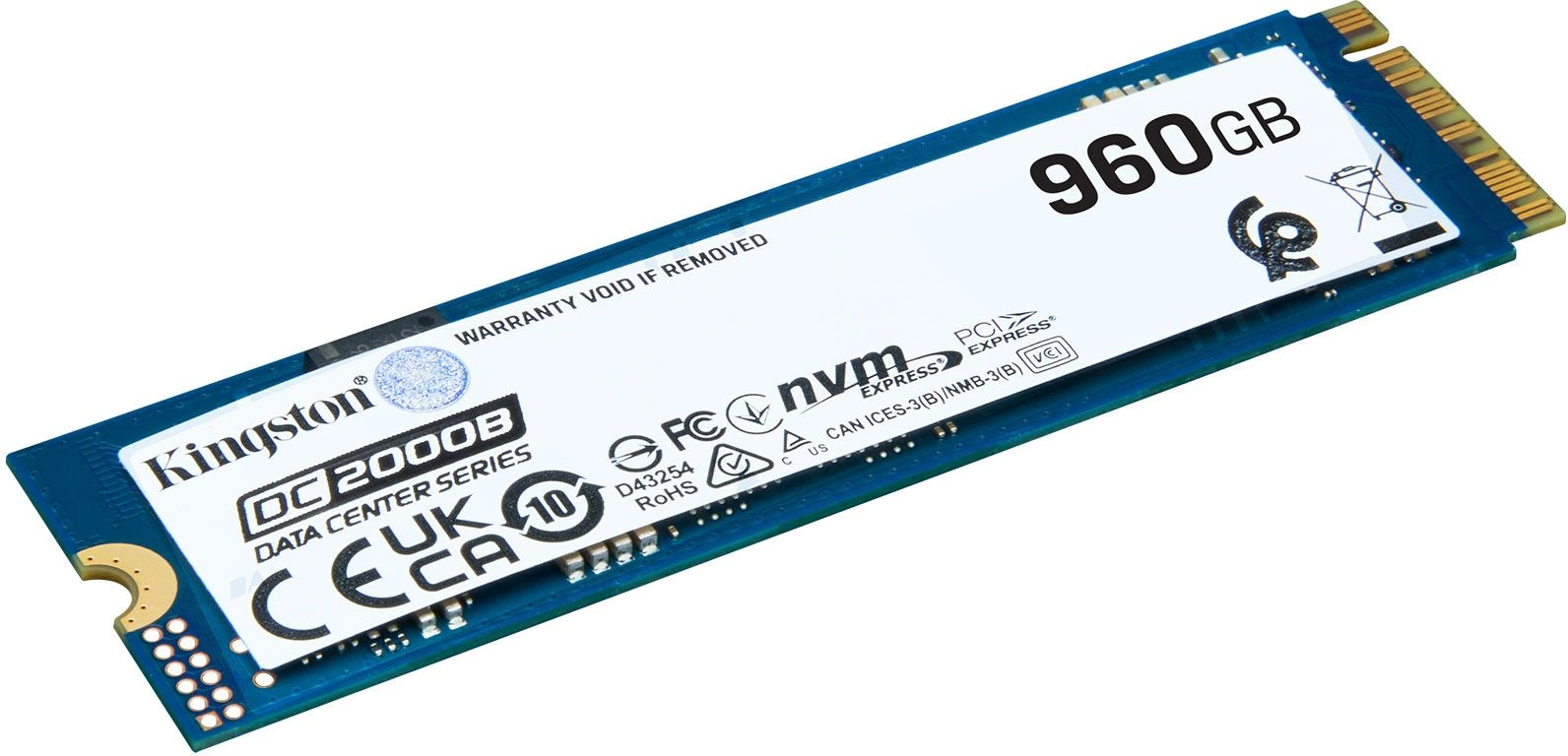 

Накопитель SSD M.2 2280 Kingston DC2000B 960GB, NVMe, 3D TLC, 7000/1300MB/s, IOPs 540K/47K, TBW 700, DC2000B