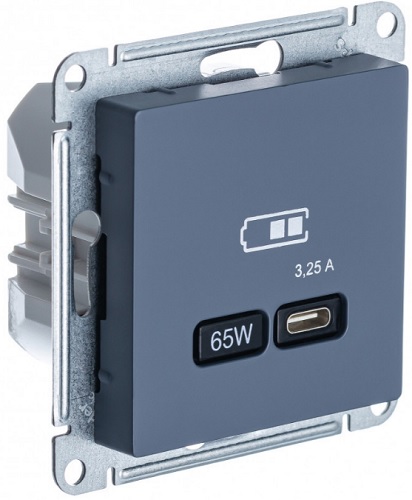 

Розетка USB Systeme Electric ATN000727 AtlasDesign тип-С 65Вт высокоскор.заряд. QC, PD, механизм, Грифель, ATN000727