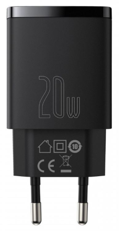 

Зарядное устройство сетевое Baseus CCXJ-B01 Compact Quick Charger USB-A,USB-C 20W Black, CCXJ-B01